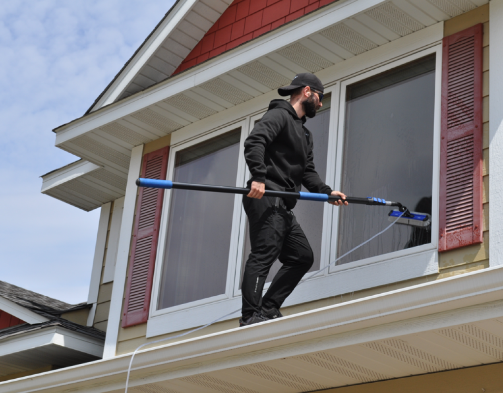 Sparkling clean glass after professional window washing by Orca Services